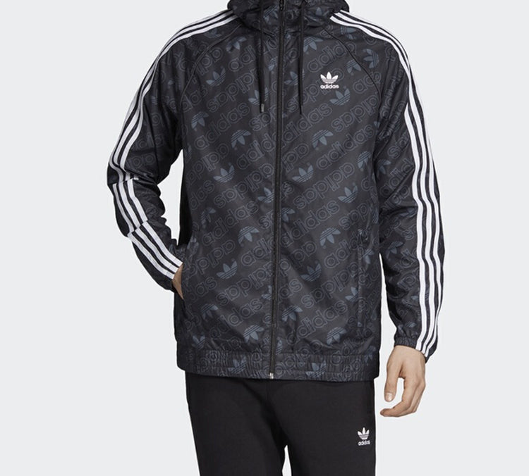 adidas originals Mono Windbreak Logo Hooded Jacket Men Black ED7047