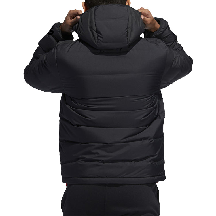 adidas Casual Printing hooded Stay Warm Windproof Sports Down Jacket Black EI9714
