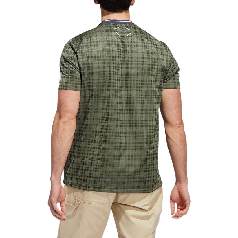 Men's adidas Golf Sports Plaid Round Neck Short Sleeve Natural Green T-Shirt HF9098