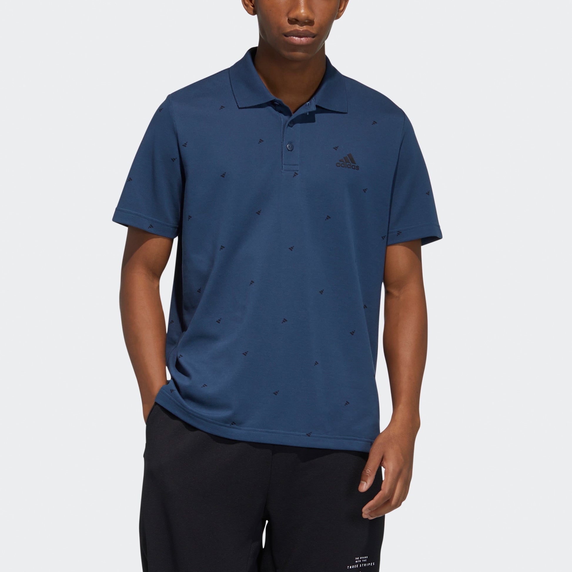 adidas Fi Polo Aop Sports Running Short Sleeve Polo Shirt Navy Blue GP0996