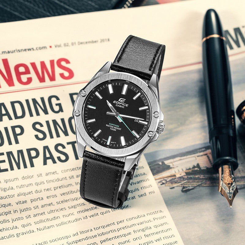 CASIO Waterproof EDIFICE Sapphire Crystal Quartz Mens Black Analog EFR-S107YL-1AVUPR