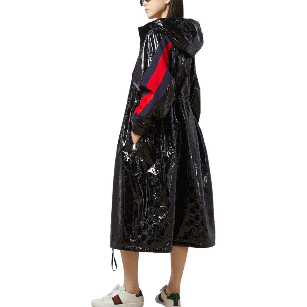 (WMNS) Gucci GG Lacquer Fabric Coat With Web 'Black' 771717-ZAPKY-1043