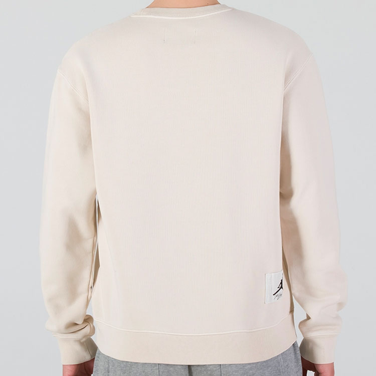 Men's Air Jordan As J Flt Hrtg Flc Crew Embroidered Logo Sports Knit Pullover Round Neck Beige DO2308-104