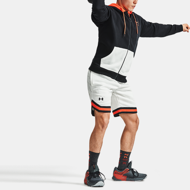 Under Armour Rival Colorblock Fleece Full Zip Jacket 'Black White Orange' 1361605-001