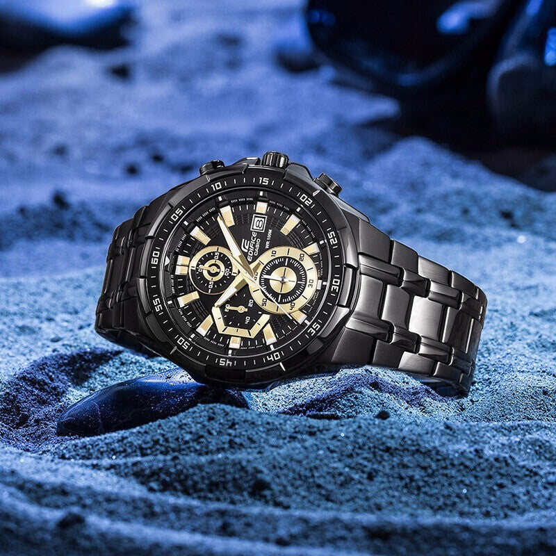 CASIO Waterproof EDIFICE Mens Black/Gold Analog EFR-539BK-1A