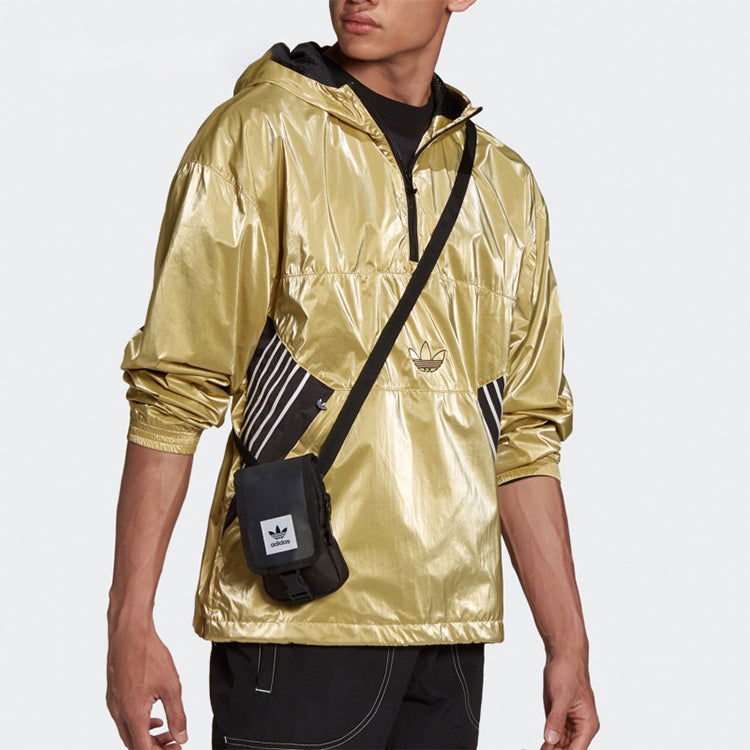 adidas originals TLM 02 WB Gold Half Zipper Pullover hooded Double Sided Windbreaker Jacket Gold Color GD5800