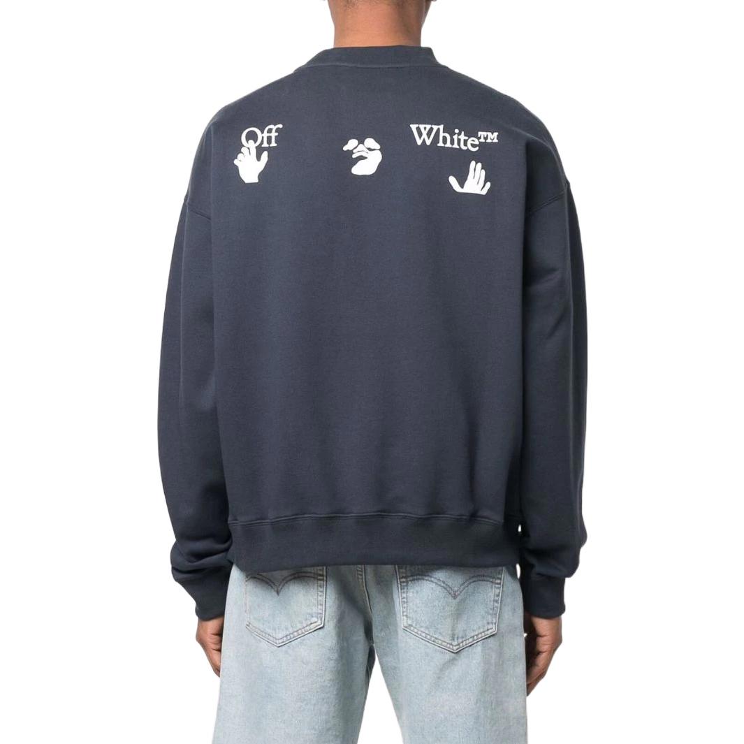 Men's Off-White SS22 Solid Color Alphabet Round Neck Pullover Long Sleeves Version Blue OMBA054S22FLE0014601