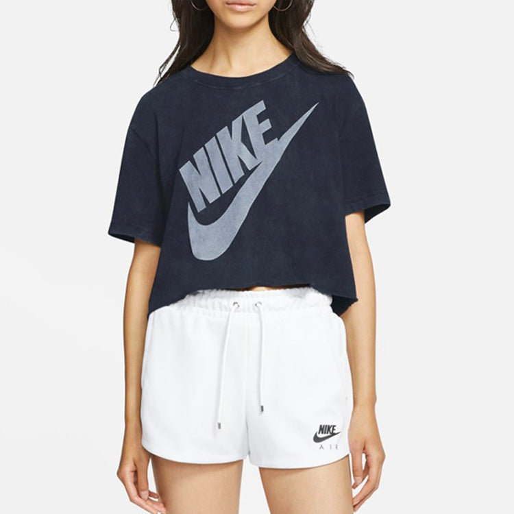 (WMNS) Nike Sportswear Wash Futurura Logo Printing Short Sleeve Black CT8930-010