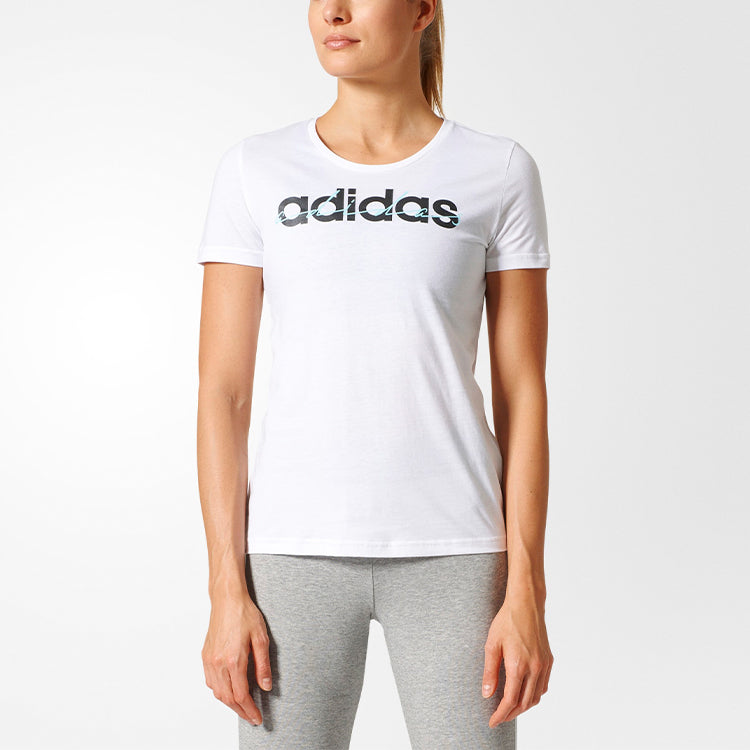 (WMNS) adidas Special Linear T-Shirt 'White Black' BP8374