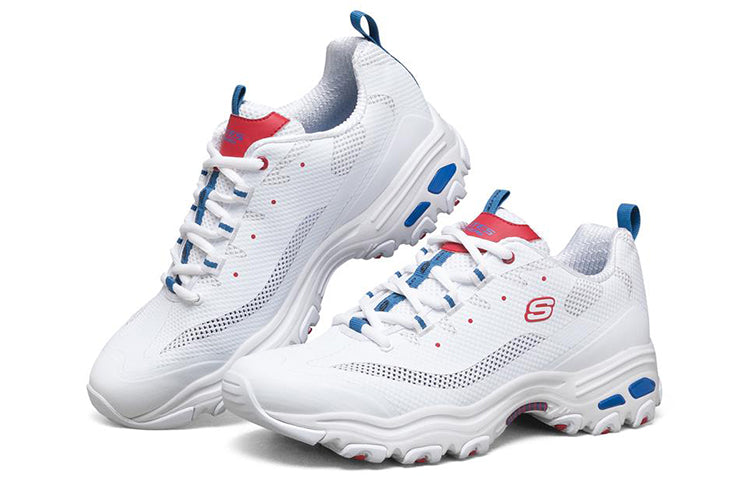 Skechers D'Lites 1.0 Low-Top Running Shoes White/Blue/Red 888014-WBRD