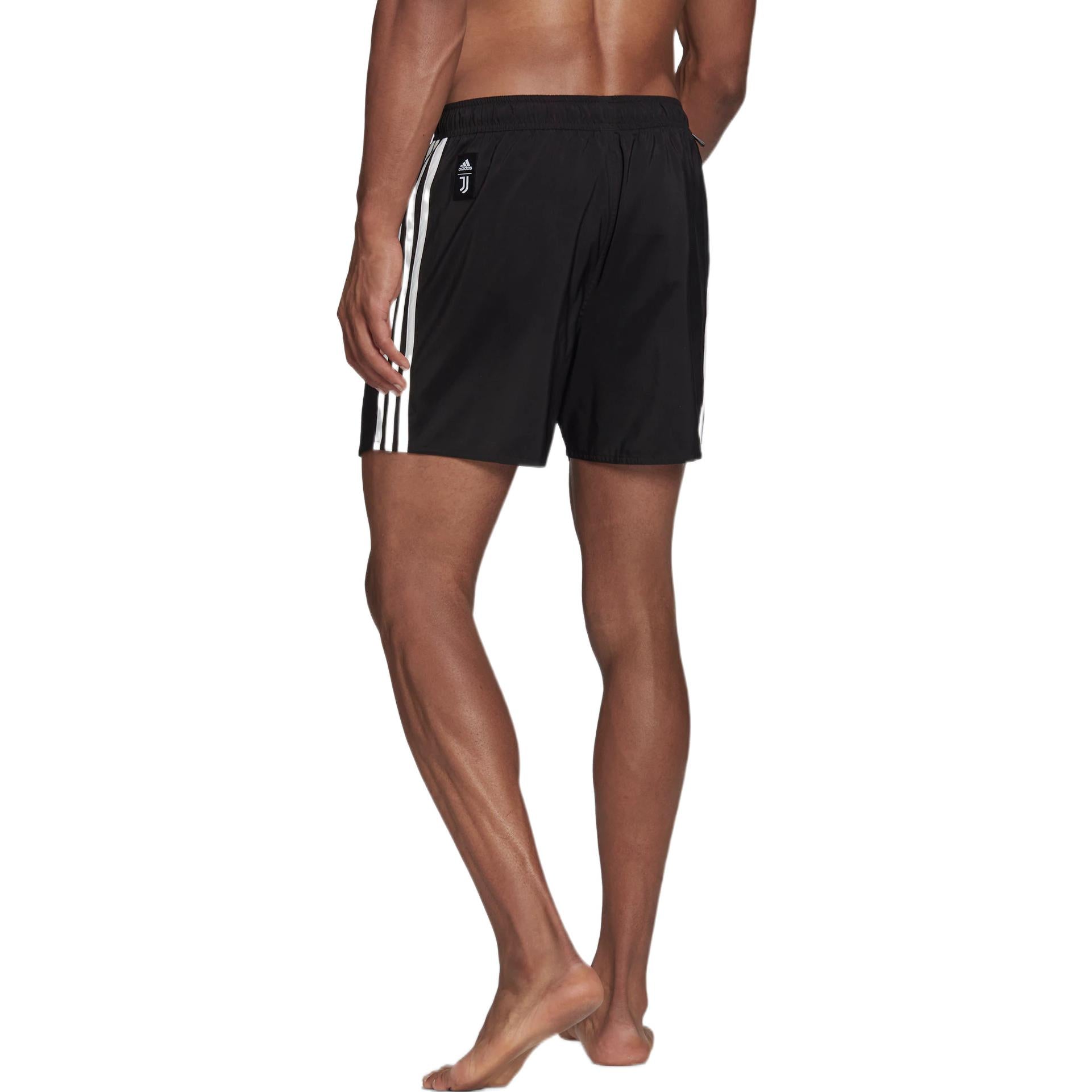 Men's adidas Swim Athleisure Casual Sports Beach Stripe Shorts Black HA6956