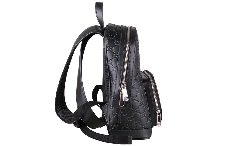 Gucci Logo Embossing Cowhide Schoolbag Backpack Black Minimalistic Classic 450967-CWCQN-1000