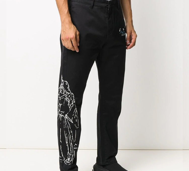 Off-White The Kiss Printed Straight-Leg Trousers OMCG017T20FAB0011001