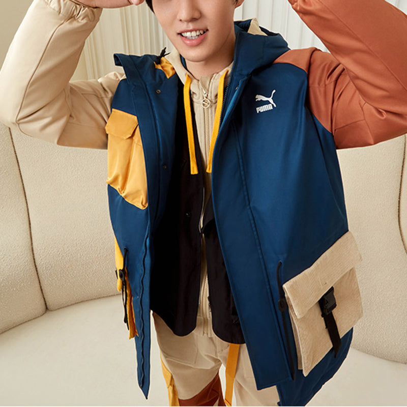PUMA Retro Block Down Jacket 'Blue Yellow Brown' 534676-65