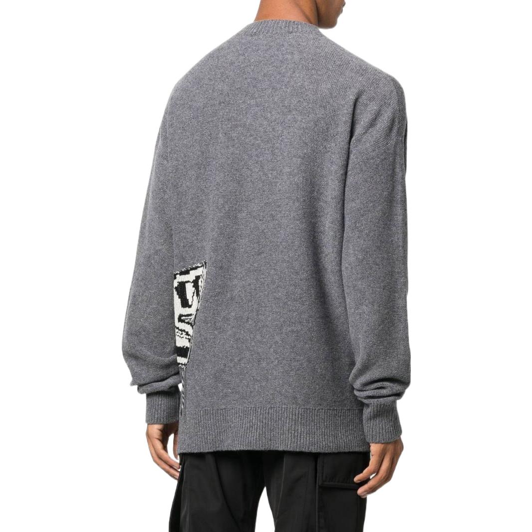 Men's Off-White FW22 Knit Long Sleeves Round Neck Wool Sweater Gray OMHE125F22KNI0010610-MEDIUM