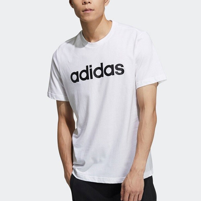 adidas neo M Ce Logo T1 Logo Printing Sports Round Neck Training Short Sleeve White GP4885