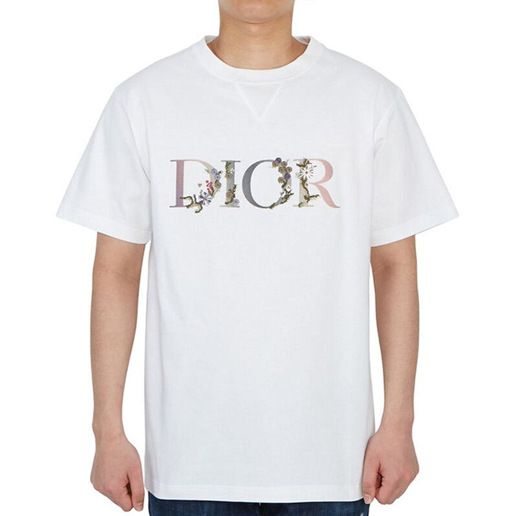 DIOR SS21 Flowers Floral Logo Embroidered Print Loose For Men Black 113J686A0554-C084