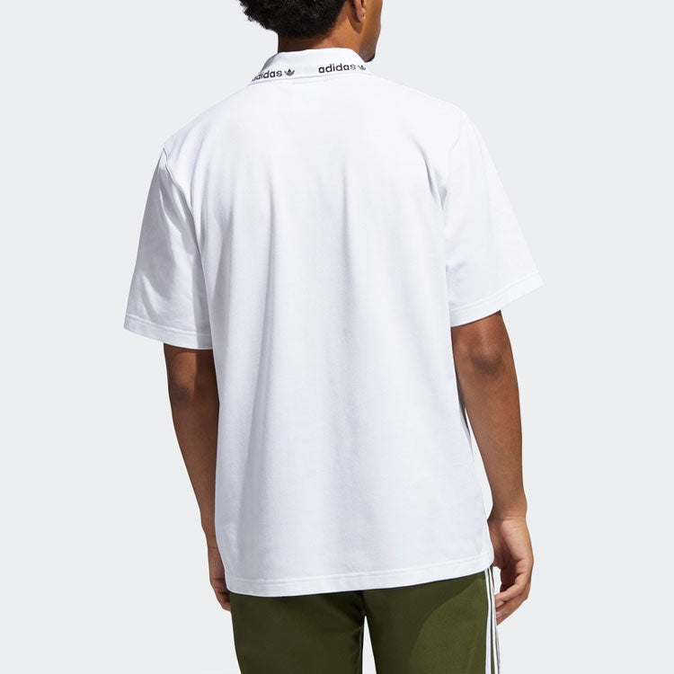 adidas originals Logo Athleisure Casual Sports Short Sleeve Polo Shirt White GN3835