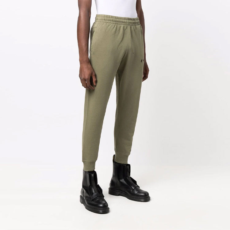 Off-White FW21 Logo Elastic Waistband Straight Sports Long Pants Ordinary Version Dark Green OMCH035F21FLE0015510