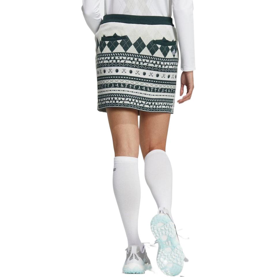 (WMNS) adidas Historical Pattern Knit Skirt Asia Sizing 'White Green' HC3787