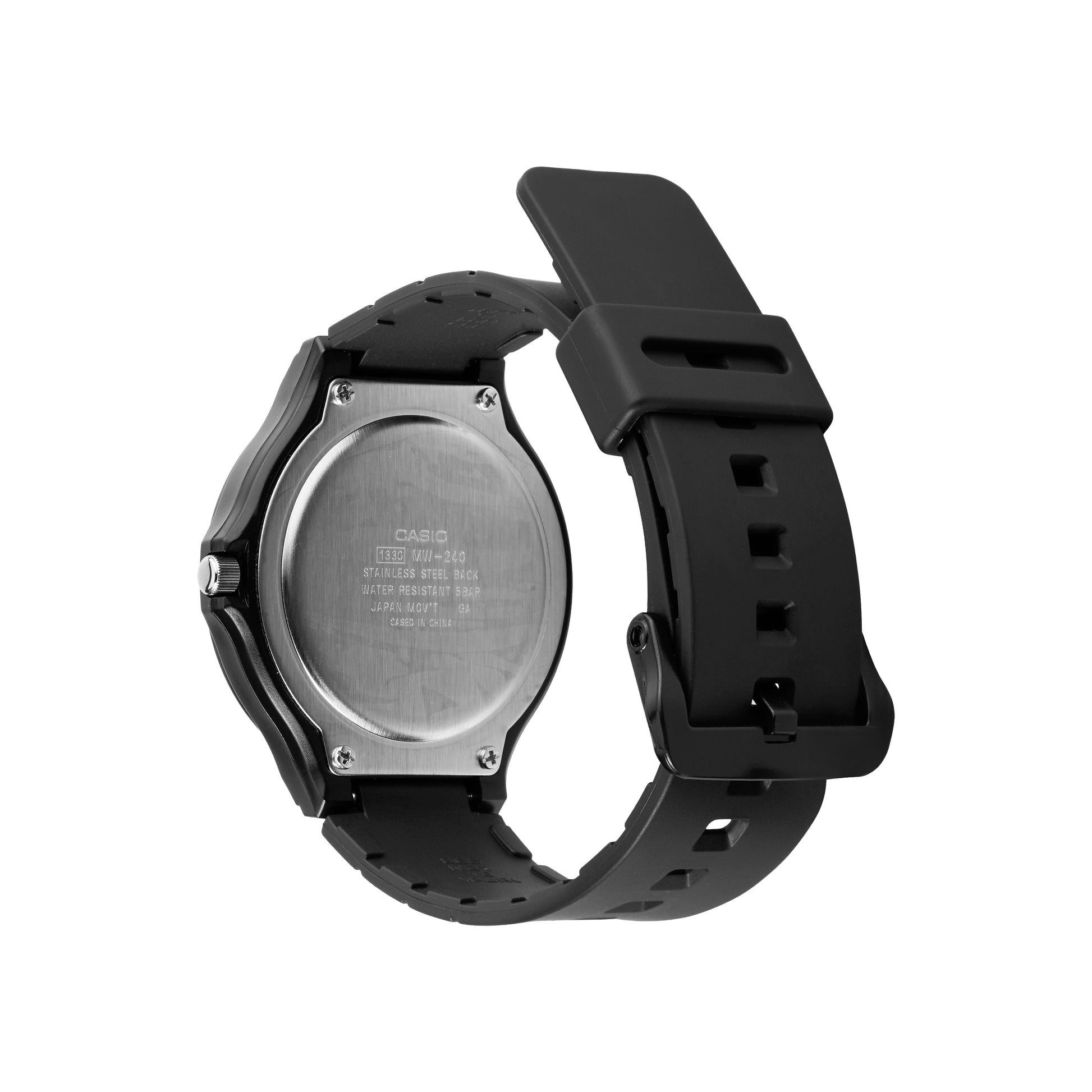 Men's CASIO Quartz Resin Strap Watch Case Black Dial 50m Waterproof 48*43.6*10.3mm Black Analog Mens MW240-2BV