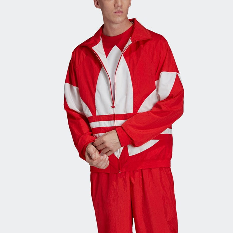 adidas originals Bg Trefoil TT Large logo Sports Jacket Red FM9891