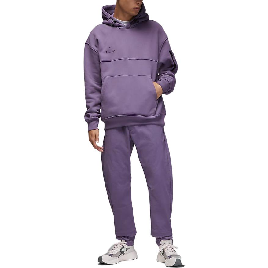 Men's Air Jordan Solid Color Logo Printing Hooded Pullover Long Sleeves Purple DQ8062-553
