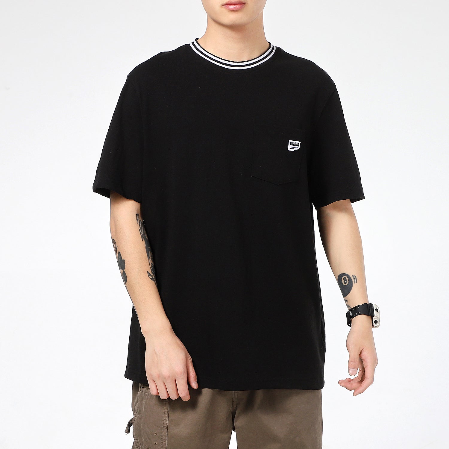 PUMA Downtown Pocket T-Shirt 'Black White' 531432-01