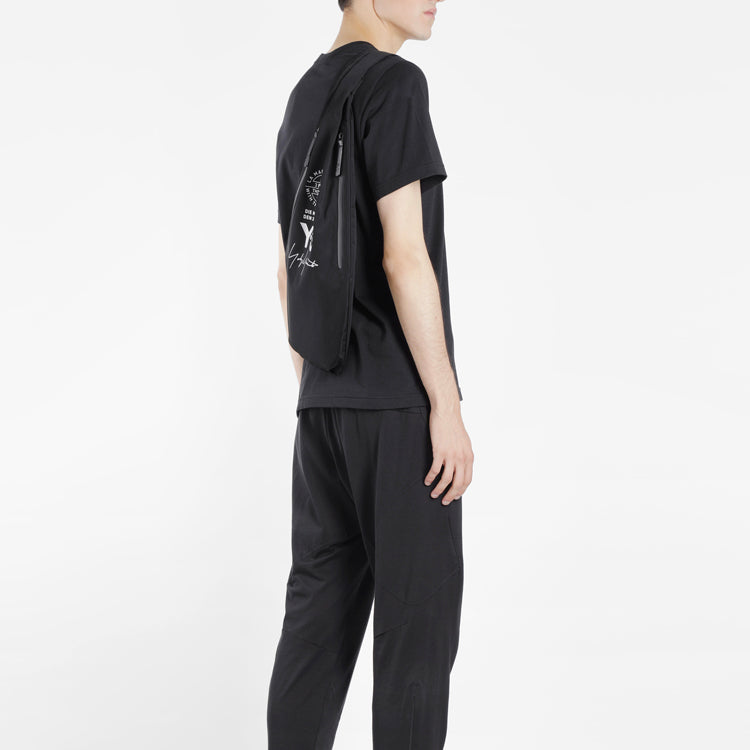 Men's Y-3 Solid Color Logo Printing Round Neck Short Sleeve Black CY6936