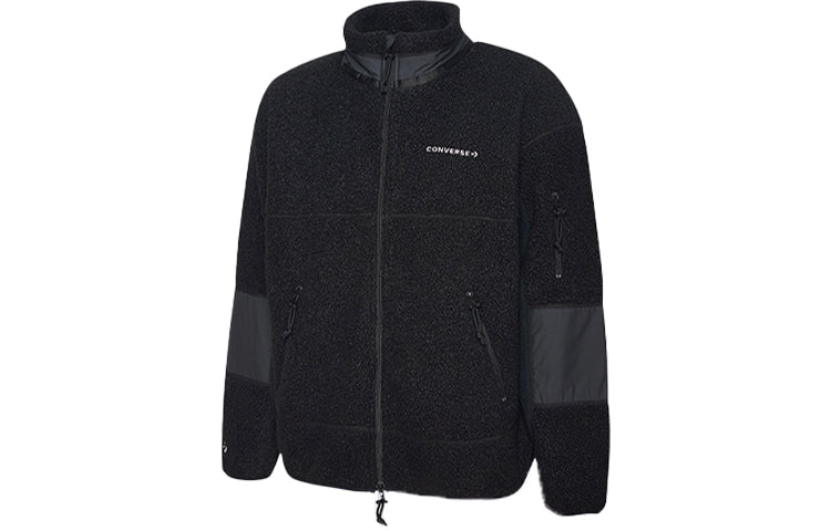 Men's Converse Splicing Stay Warm Stand Collar Jacket Black 10018039-A01
