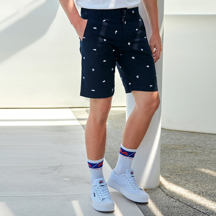 FILA Loose Full Print Casual Sports Shorts Blue F61M028860F-BK