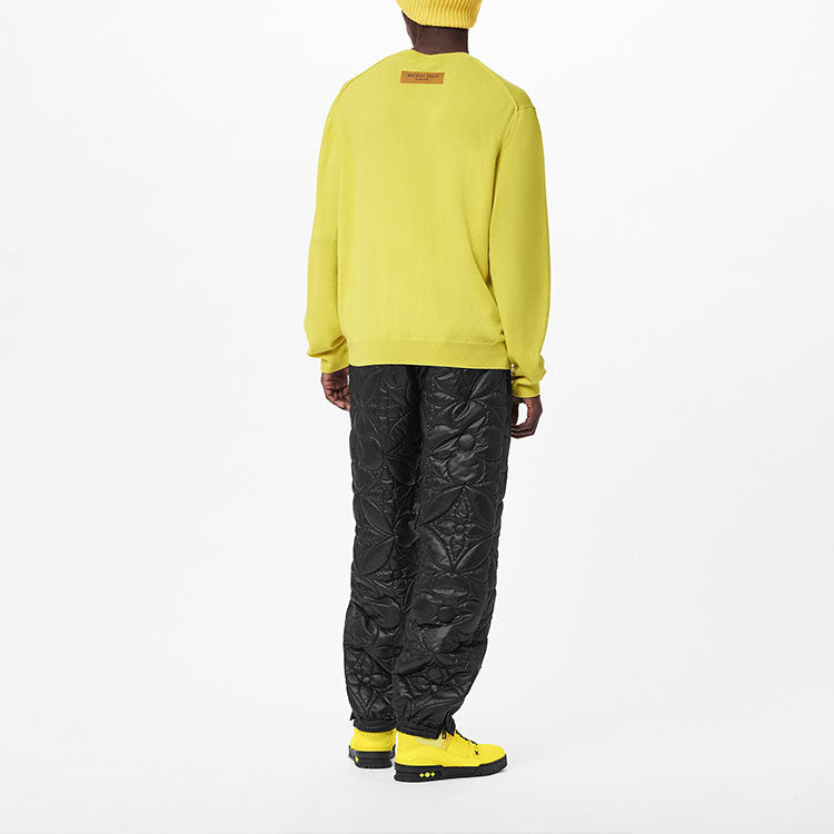 Men's LOUIS VUITTON FW21 Logo Embossing Round Neck Long Sleeves Yellow 1A9FPU
