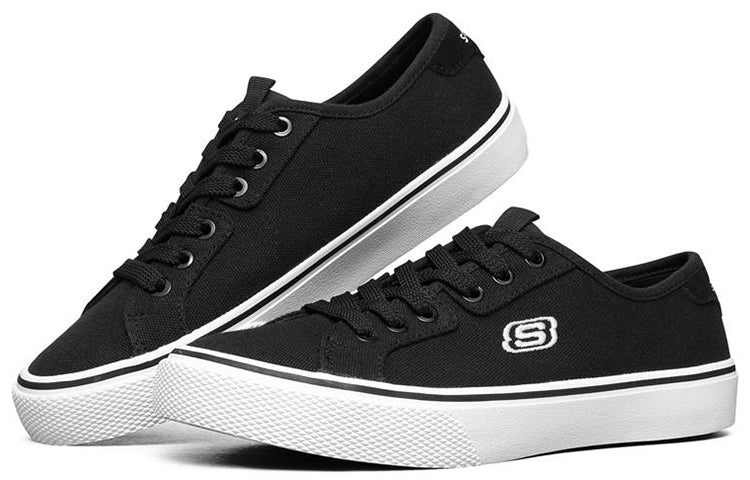 (WMNS) Skechers V'Lites Low-Top Sneakers Black/White 66666261-BKW