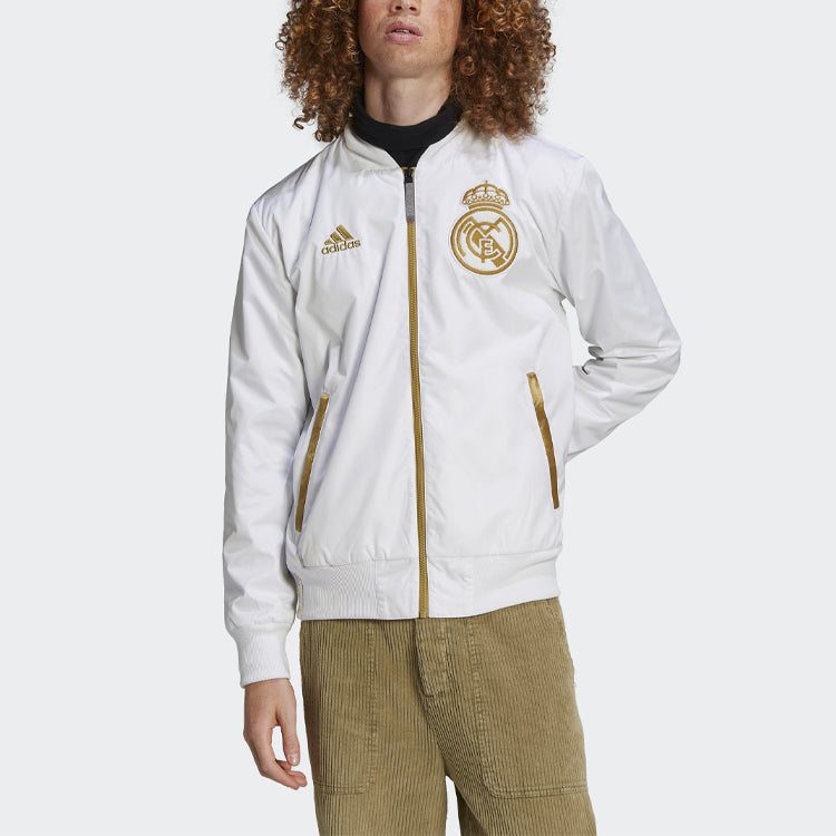 adidas Real Lny Bomber limited Real Madrid Soccer/Football logo Sports Jacket White HA2530
