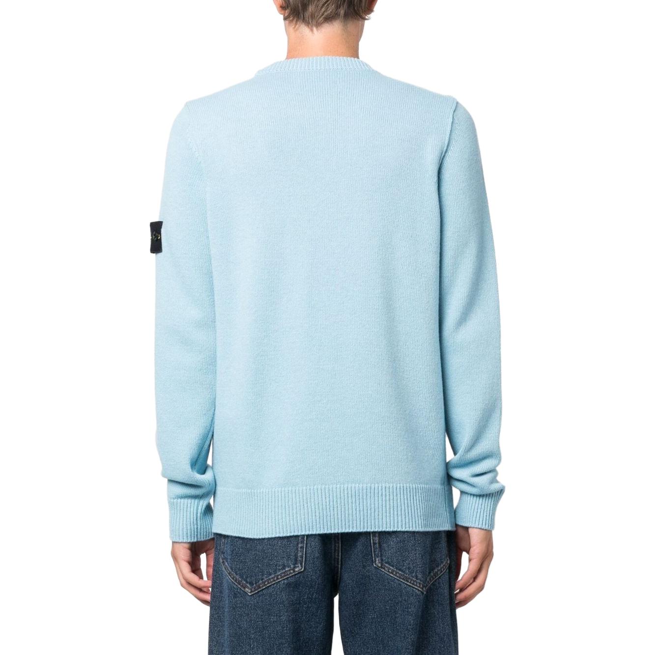 STONE ISLAND Logo Patch Knit Sweater 'Ocean Blue' 7915508A3-V0041