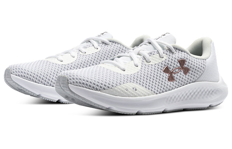 (WMNS) Under Armour Charged Pursuit 3 Metallic 'White Pink' 3025847-101