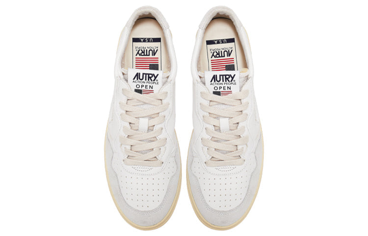 Autry Open Low Leather Suede 'White' AOLM-CE10