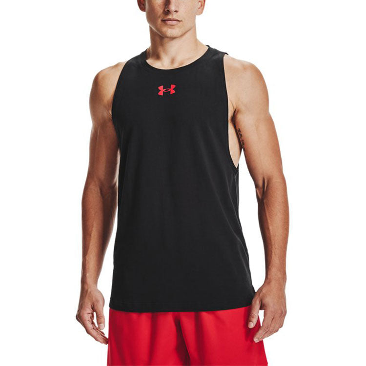 Under Armour Baseline Cotton Tank 'Black Red' 1361901-001