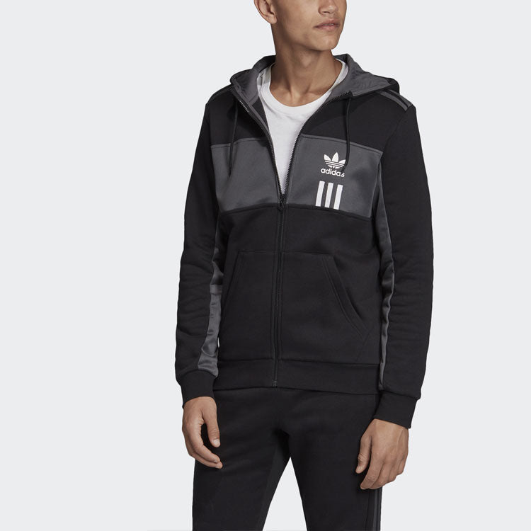 adidas originals Casual Sports hooded Zipper Jacket Black FH9364