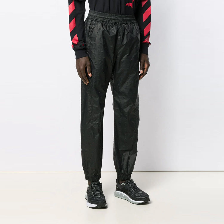 Men's Off-White SS21 Elastic Waistband Solid Color Sports Pants/Trousers/Joggers Loose Fit Black OMCA096E19E140021000