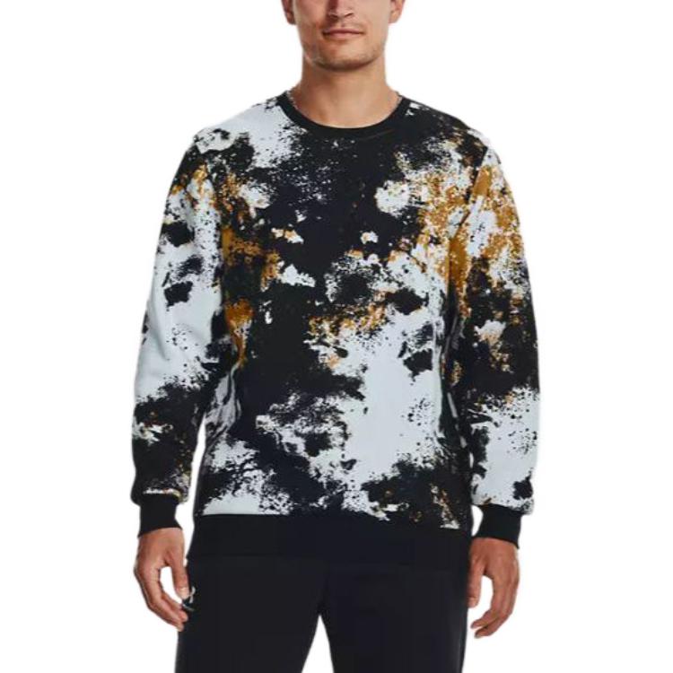 Under Armour Essential Fleece Paint Crew Sweatshirt 'White Black Gold' 1382318-441