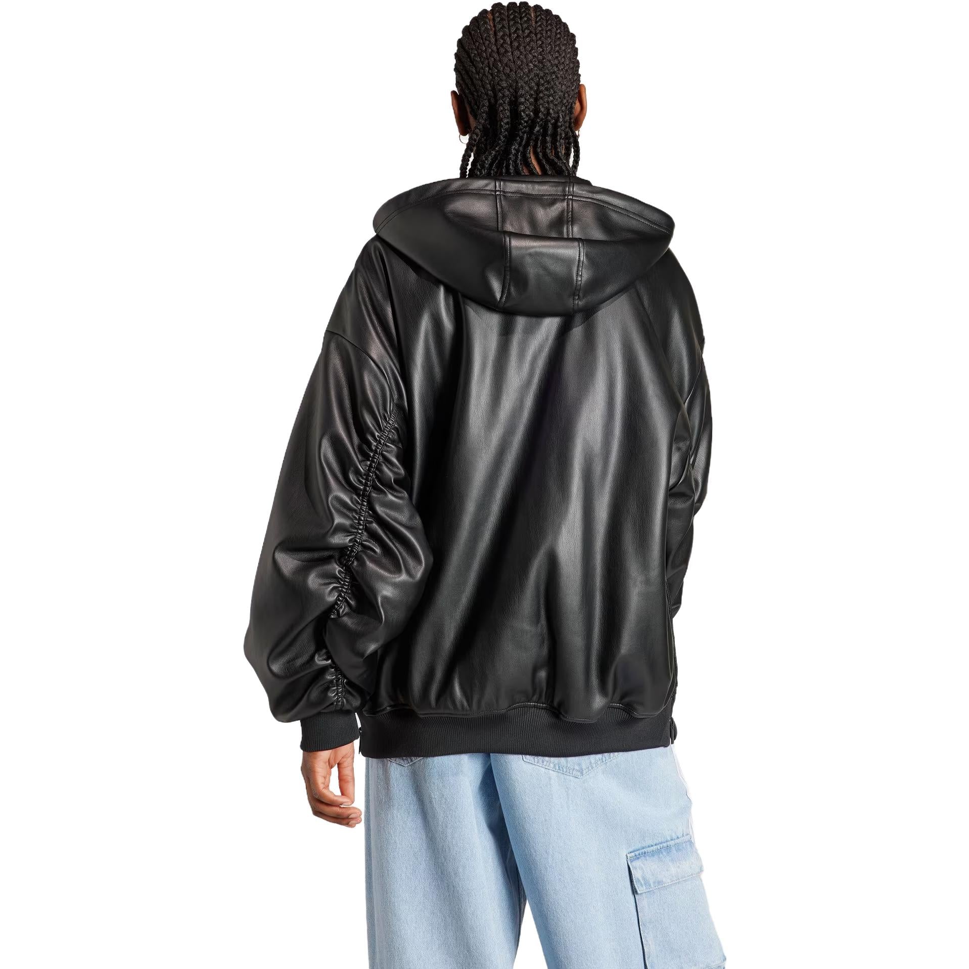 (WMNS) adidas Adilenium Oversized Faux Leather Jacket Asia Sizing 'Black White' IV9328