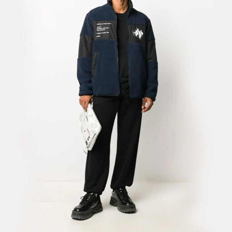 Off-White Printing Fleece Jacket Navy Blue OMKI015E20FAB0014501