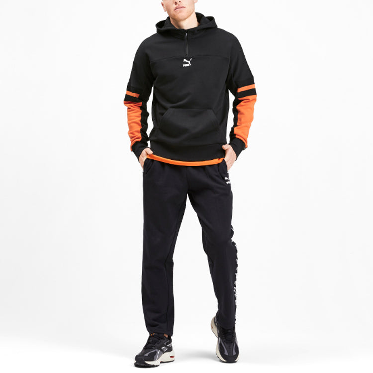 PUMA Colorblocked Half Zip Hoodie 'Black Orange White' 595880-56