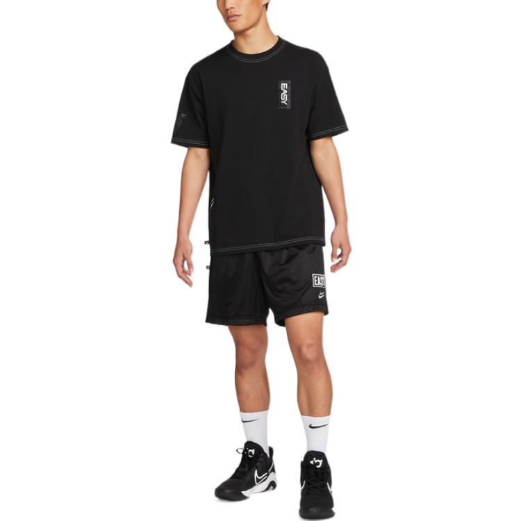 Nike Solid Color Alphabet Pattern Printing Round Neck Cotton Short Sleeve Black DQ1878-010