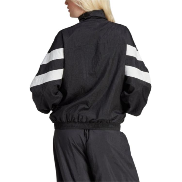 (WMNS) adidas Logo Half-Zip Windbreaker Asia Sizing 'Black White' IT9773