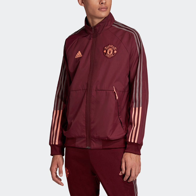 adidas Mufc Anthem Jkt 20-21 Season Manchester United Soccer/Football Jacket Purple Red FR3865