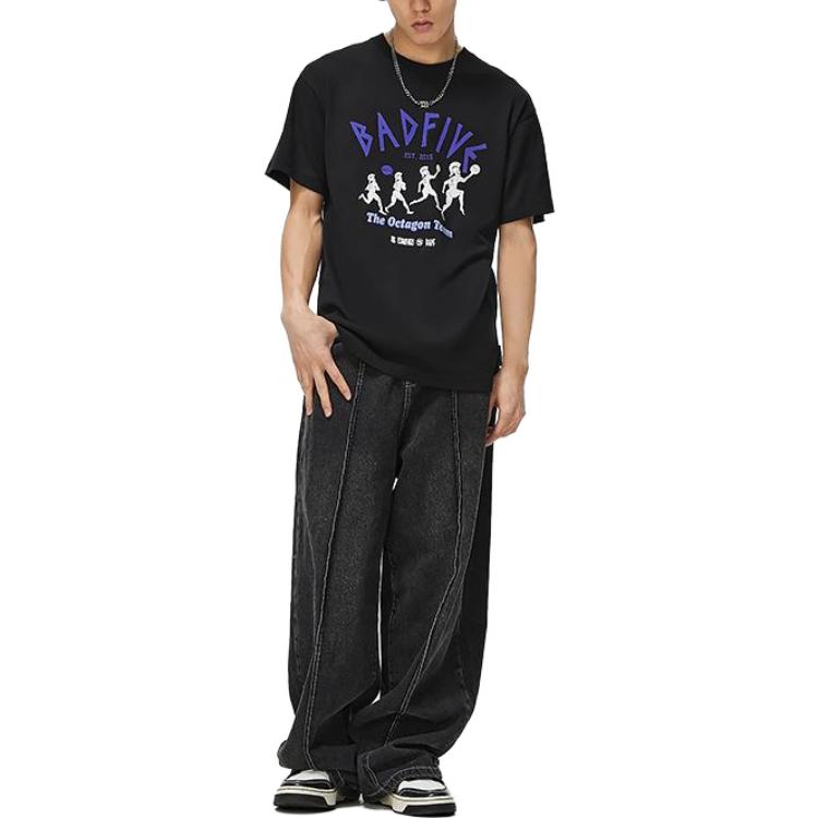 Li-Ning x Anti-Wu BADFIVE Casual Graphic Print Tee 'Black Purple' AHST301-2
