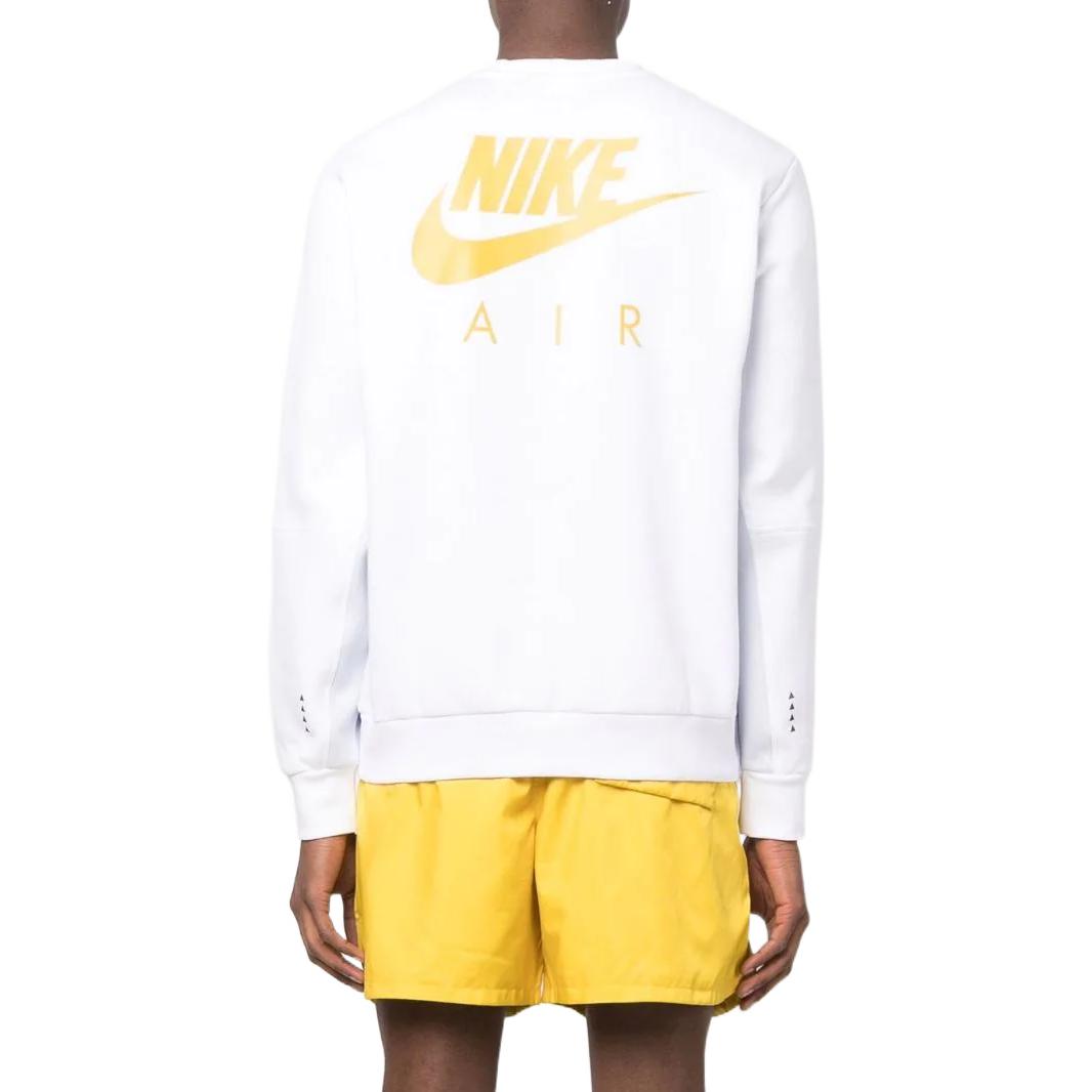 Men's Nike Brand Logo Pattern Printing Round Neck Pullover Long Sleeves White DM5207-100