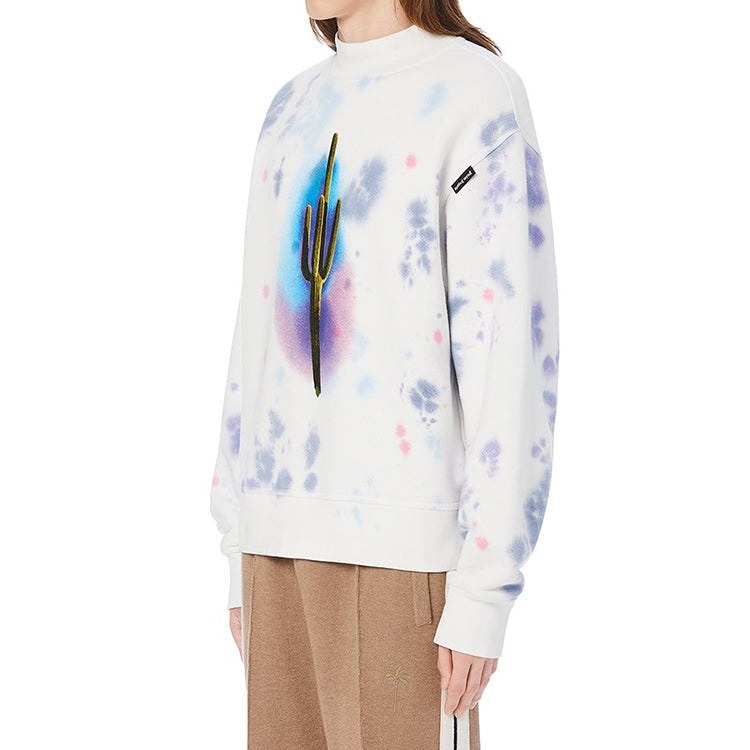 Men's PALM ANGELS Pattern Printing Tie Dye Pullover White PMBA043E20FLE0030155